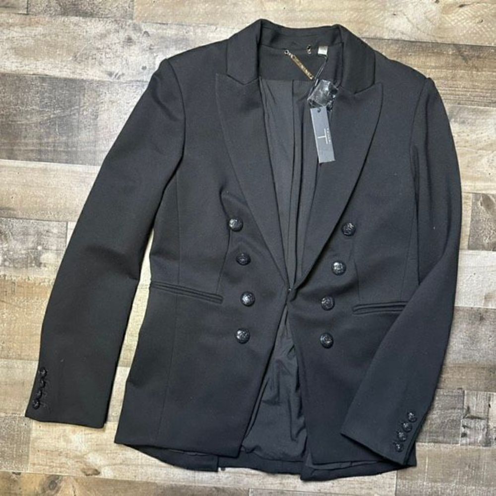 Tahari Women’s Size 6 Blazer Black Arthur Levine Jacket Long Sleeve Hook Closure